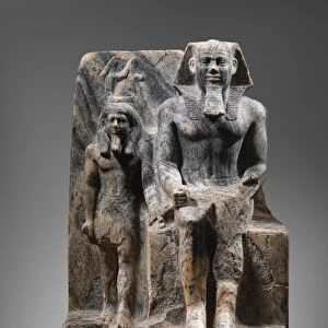 King Sahure and a Nome God, c. 2458-2446 BC (gneiss)