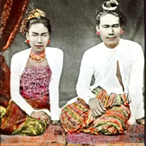 King Thebaw and Queen Supayalat of Burma, c. 1880s (photo)