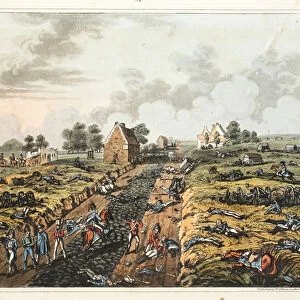 La Belle Alliance, the centre of the French position (coloured engraving)
