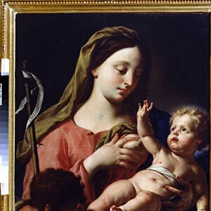 La Vierge et l enfant (Virgin and Child). Peinture de Francesco Trevisani (1656-1746). Huile sur toile, 76, 5 x 69, 5 cm. Art italien, style baroque. Regional Art Gallery, Tambov (Russie)