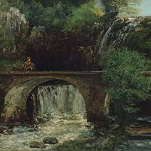 Landscape with bridge (oil on canvas)