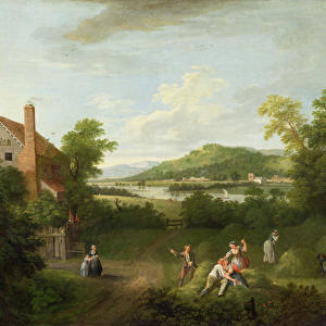 Landscape with Farmworkers, c. 1730-40 (oil on canvas)