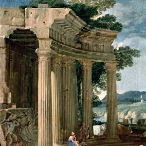 Landscape with ruins and a shepherd