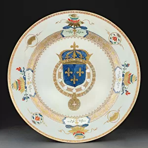 Large armorial charger with the arms of the King of France, c. 1730 (porcelain)