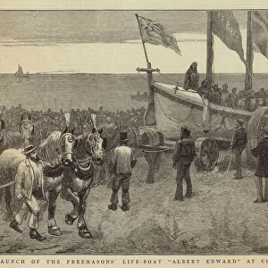 Launch of the Freemasons Life-Boat "Albert Edward" at Clacton-on-Sea (engraving)