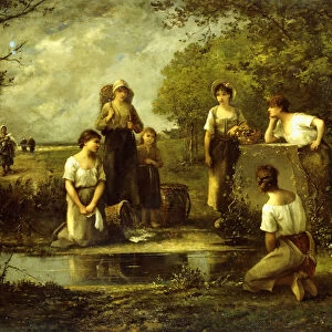 The Laundresses, (oil on panel)