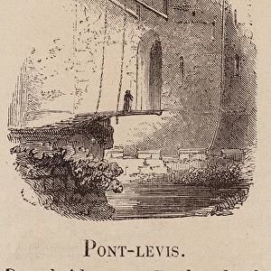 Le Vocabulaire Illustre: Pont-levis; Drawbridge; Zugbrucke (engraving)