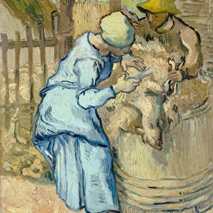 Les tondeurs de moutons - Peinture de Vincent van Gogh (1853-1890), d apres Jean Francois Millet (1814-1875), huile sur toile, 1889 - (The sheep-shearer, oil on canvas after Jean Francois Millet by Vincent van Gogh) - Van Gogh Museum