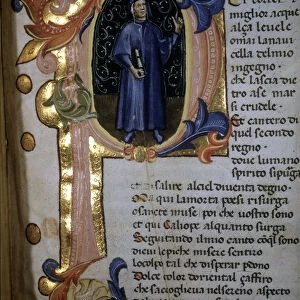 Lettrine "p"from a manuscript of the "Divine Comedy"