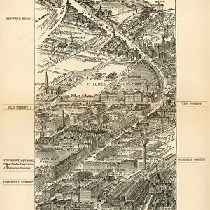 London in 1888: The City Road, Finsbury Circus to the "Angel"Islington (engraving)