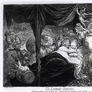 The Lovers Dream, 1795 (engraving) (b / w photo)