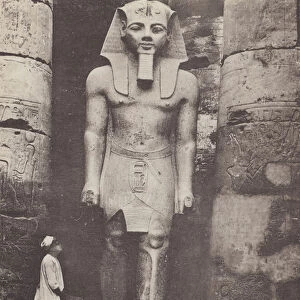 Luxor-Temple, Statue of Ramses II (b / w photo)