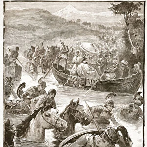 The Macedonians crossing the Jaxartes (litho)