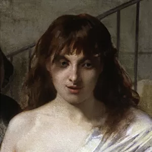 A mad woman. Detail of Philippe Pinel delivers the insane at La Salpetriere, 1876 (Painting)