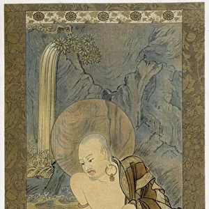 The Man with the Lion. Painting on silk by Meicho (1427-1532)