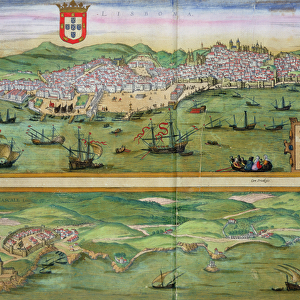 Map of Lisbon, and Cascais, from Civitates Orbis Terrarum