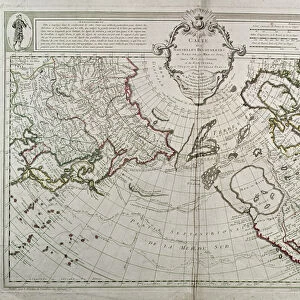 Map of the New Discoveries to the North of the South Seas, 1750 (coloured engraving)