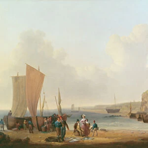 Merchant buying fish (oil on canvas)