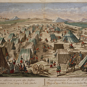Military camp, c. 1780 (coloured engraving)