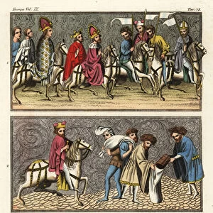 Miniatures from the Golden Bull, 1365 (handcoloured copperplate engraving)