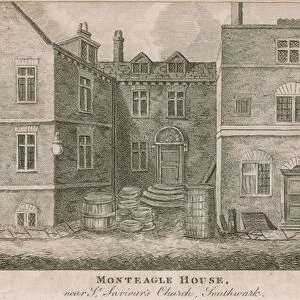 Monteagle House, near St Saviours Church, Southwark, London (engraving)