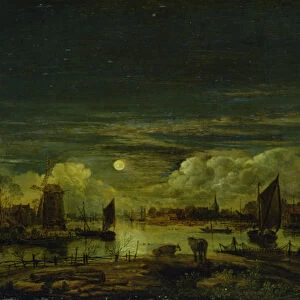 Moonlit Landscape (oil on oak panel)