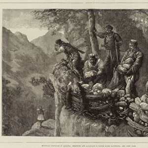 Mountain Defences in Albania, Miridites and Albanians building Stone Batteries (engraving)