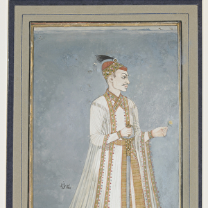 Muhammad-Quli Qutbshah, Album folio with painting, c. 1900 (opaque watercolour, ink
