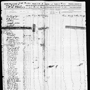 Muster Roll, Dallas County, 1862 (print with pen & ink) (b / w photo)