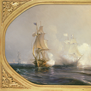 Naval Battle in Chesapeake Bay, 3rd September 1781, 1848 (oil on canvas)