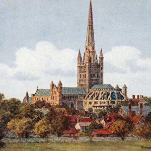 Norwich Cathedral (colour litho)