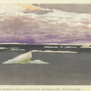 Off the edge of the ice, gathering storm, 14 September 1893, water-colour sketch (colour litho)