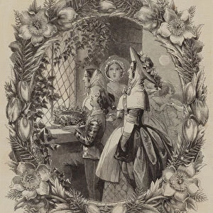 Old English Customs, the Wassail-Bowl on Twelfth Night (engraving)