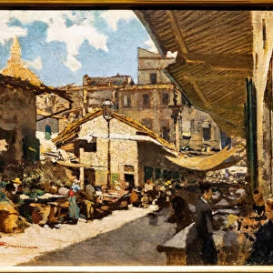 The Old Market in Florence, 1882-83 (oil on cardboard)