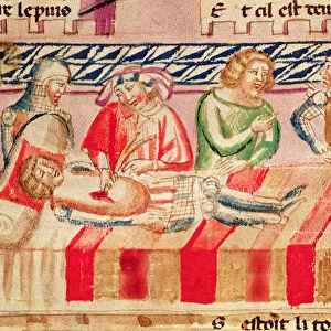 Operation on a wounded soldier, from the Roman de Troie (vellum)