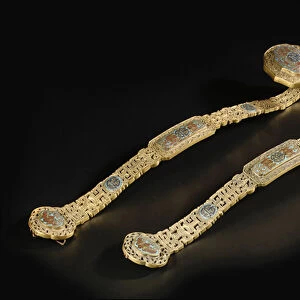 A pair of ruyi sceptres, 18th-19th century (gilt-bronze & cloisonne)