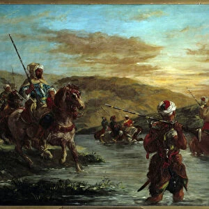 The passage of a gue in Morocco. Painting by Eugene Delacroix (1798-1863), 1858. hs / t