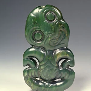 Pendant in the form of the god Hei-Tiki, late 18th century (nephrite)