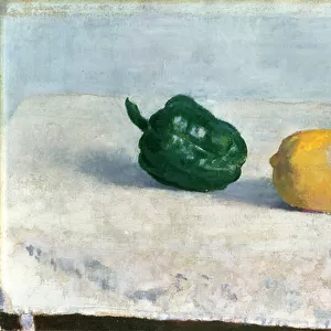 Pepper and Lemon on a White Tablecloth, 1901 (oil on canvas)