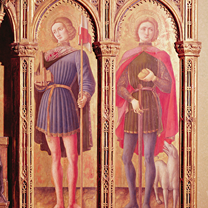 The Pesaro Polyptych, detail of two saints (oil on panel)