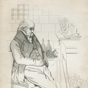 Pierre-Jean de Beranger (1780-1857) (etching) (b / w photo)