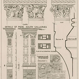 Detail of pillars at the new Natural History Museum, South Kensington (engraving)
