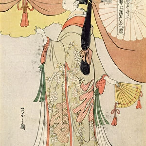 The Poetess Ko-Shibuku (colour woodblock print)
