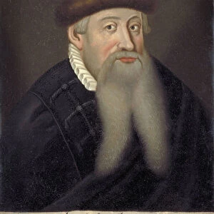 Portrait de Johannes Gensfleisch dit Gutenberg (1394 / 99-1468), imprimeur allemand (Portrait of Johannes Gutenberg) - peinture anonyme du 17eme siecle - Keio University Library