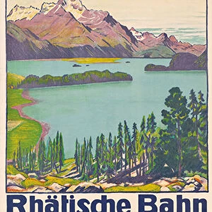 Poster advertising travel to Graubunden by the Swiss company Rhaetian Railway