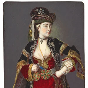 Presumed portrait of Laura Tarsi in Turkish dress (bodycolor on ivory)