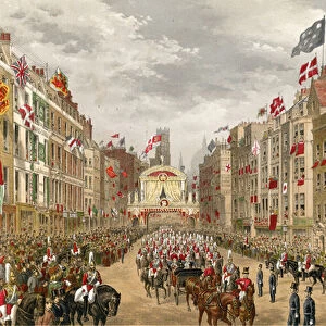 Processions at Temple Bar (coloured engraving)