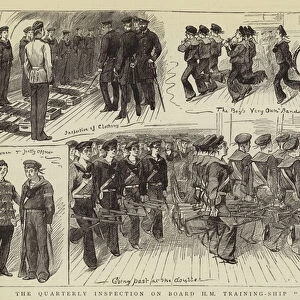 The Quarterly Inspection on Board HM Training-Ship "Boscawen"(engraving)
