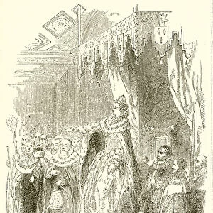 Queen Elizabeth and her Parliament (engraving)