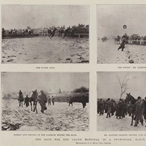 The Race for the Grand National in a Snowstorm, 29 March (b / w photo)